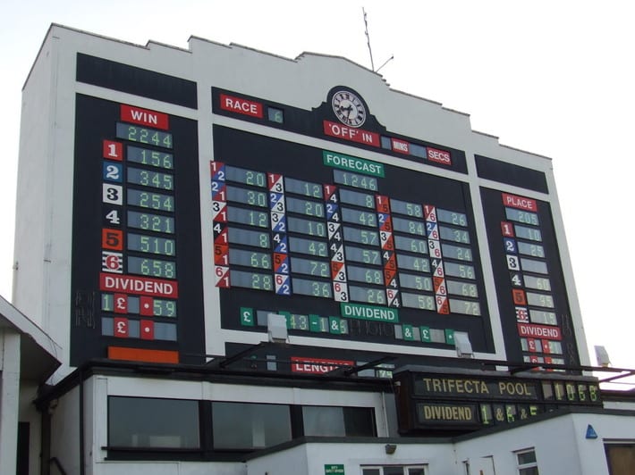 Scoreboard at Walthamstow Stadium