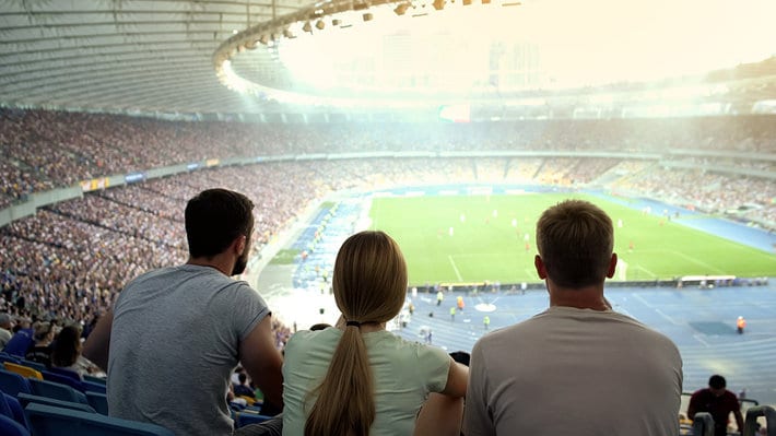 Fans Watching Match at Stadium