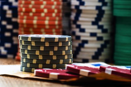 Poker chips stacked