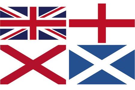 England, Scotland, Wales flags