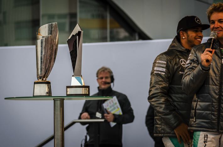 F1 trophies for the World Driver's Championship & World Constructor's Championship