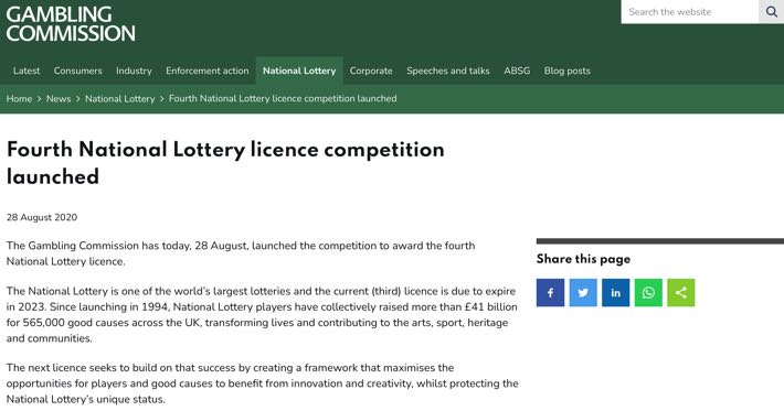 UKGC National Lottery News
