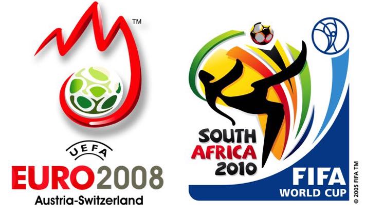 Euro 2008 and World Cup 2010 logos