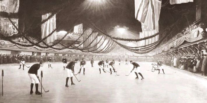 A hockey game at Victoria Skating Rink in 1893