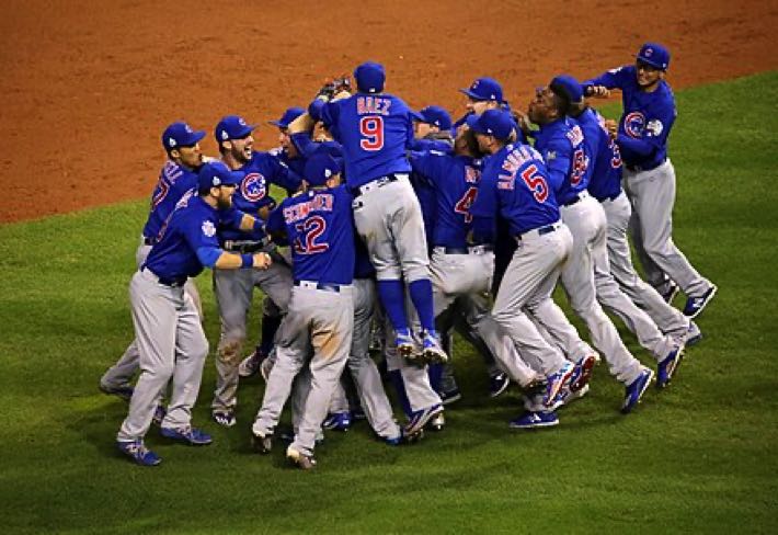 The Chicago Cubs celebrate their 2016 victory