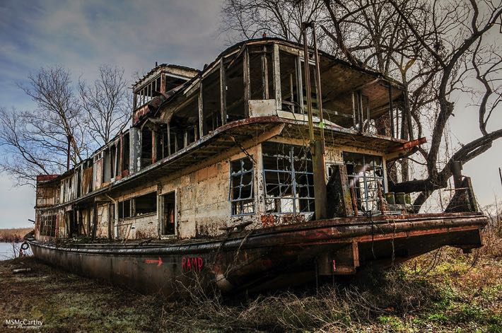 An abandoned riverboat