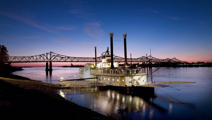 A riverboat casino on the Mississippi River 