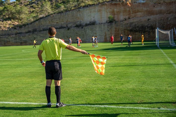 Referee with flag