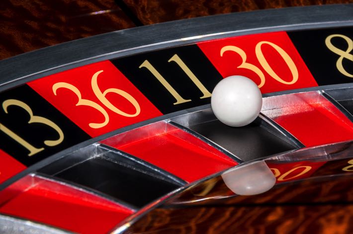 Closeup of roulette wheel