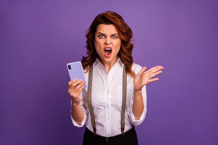 Angry lady with phone