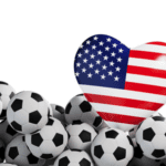Soccer balls with heart American flag